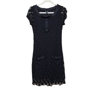 Fairy Grunge Black Polka Dot Mesh Dress Size 6 Shift Whimsigoth